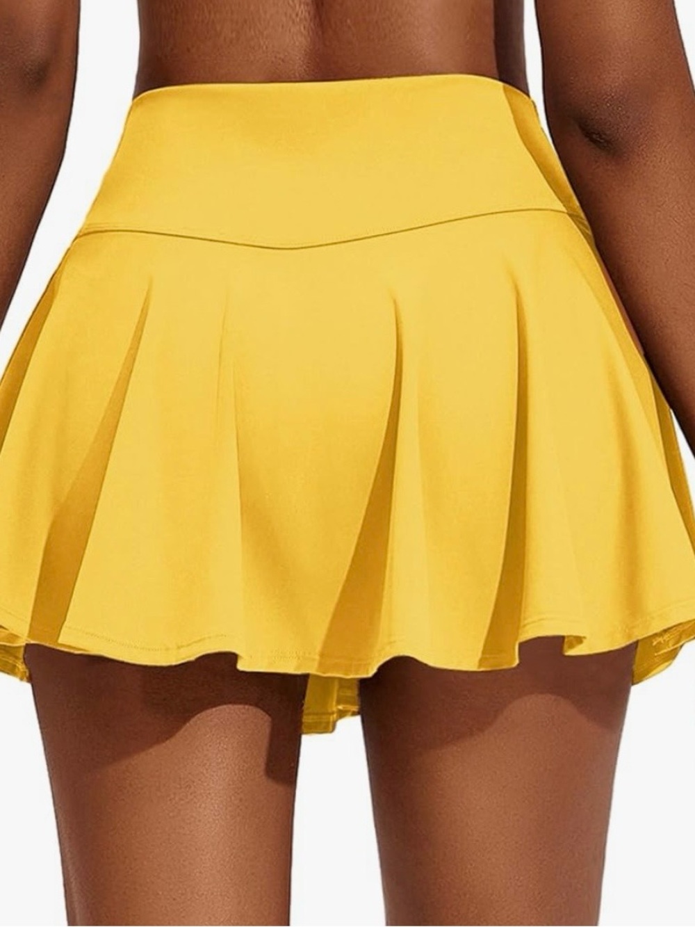 Yellow High-Waist Flared Skort